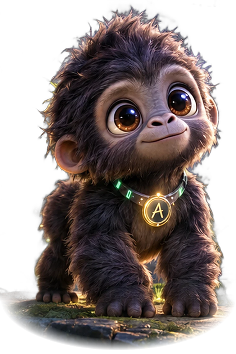 Agorzilla, a small furry gorilla with a glowing pendant